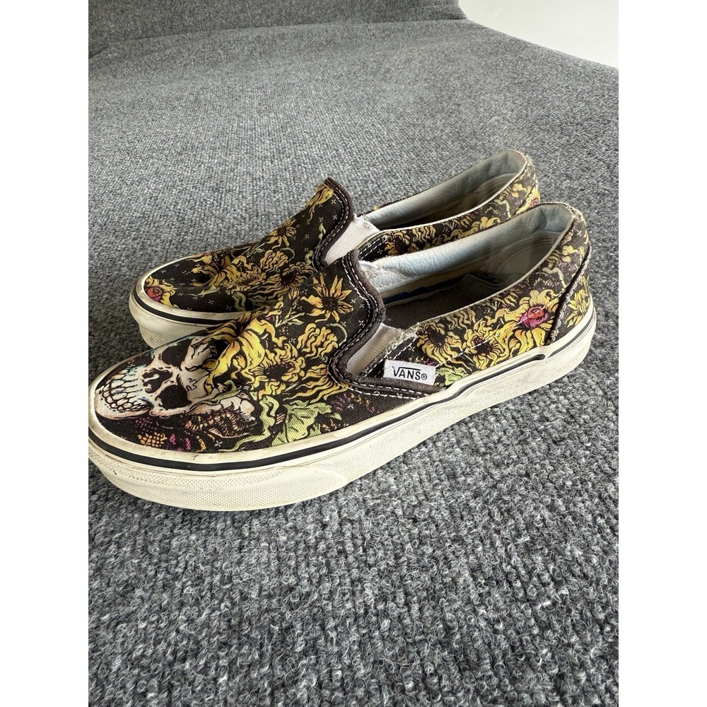 Vans Classic Beauty Skull Slip Ons Sunflowers Skate Mens 4 Women's 5.5. #3-3 - Picture 2 of 6